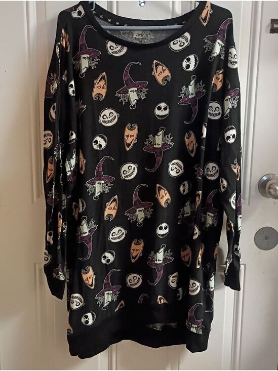 Hot Topic Other - 2/$10 Black Disney The Nightmare Before Christmas Print Sleeper Dress XL